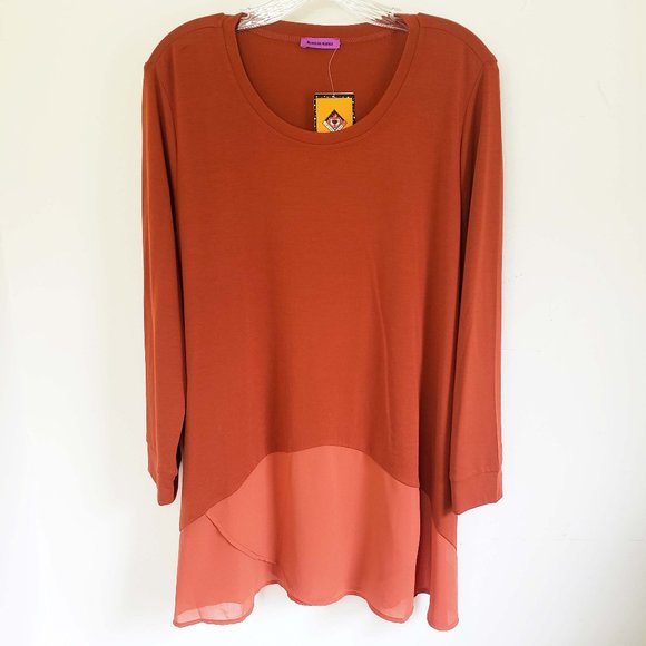 Mountain Mamas Tops - Mountain Mamas Women's New Copper Spice Long Sleeve Shirt Top Blouse Tunic